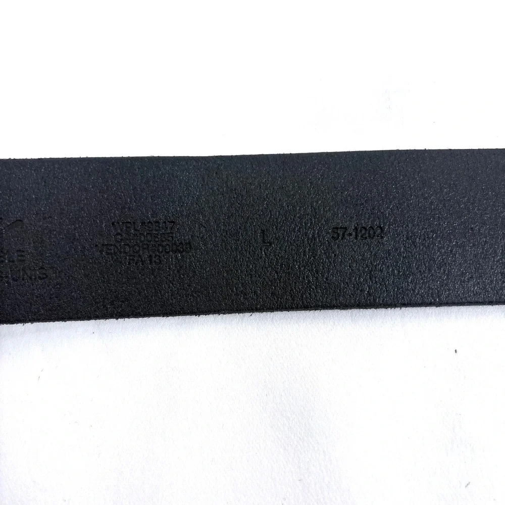Eddie Bauer Belt Black Genuine Leather Made in USA Silver Buckle Size L